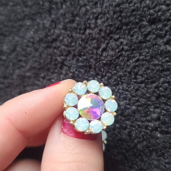 Francesca Earrings Clear Gems and Gold Backing Studs - Picture 2 of 4